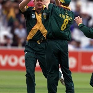 Shaun Pollock Celebrates Cricket World Cup June 1999 Shaun Pollock Celebrates