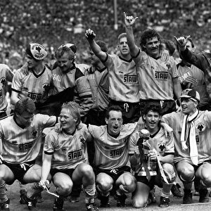 Sherpa Vans Trophy. Winners Wolves celebrate after beating Burnley in the final