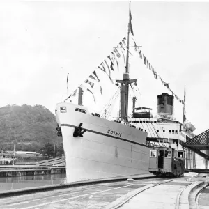 The Ship Gothic carrying the Queen and Duke of Edinburgh, entering Padro Migual Locks The Ship Gothic carrying the Queen and Duke of Edinburgh, entering Padro Migual Locks