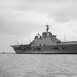 Ships Aircraft Carrier HMS Eagle at anchor in Plymouth Sound November 1951