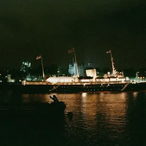 Ships Royal Yacht Britannia moored at Tower Bridge in London November 1997 Ships Royal Yacht Britannia moored at Tower Bridge in London November 1997