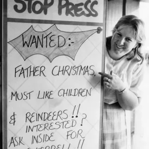 Shirley Jeffrey from Lord Street Job Centre with the Santa wanted sign