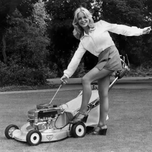 Shirley Johnson with Honda HR 21 Lawnmower Print