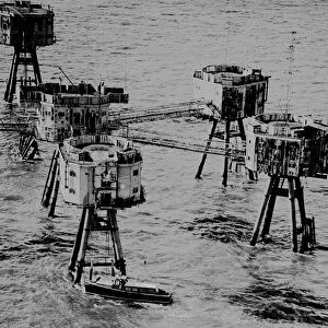 The Shivering Sands Anti Aircraft Forts seen here in the Thames Estuary