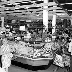 Shoppers inside Bedworth Hypermarket. Circa 1972