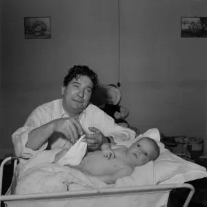 Sid Field Print with Baby, 1948 Sid Field Print with Baby, 1948