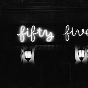Sign for Fifty five nightclub. April 1965 P018528