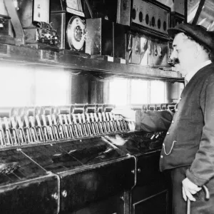 A signalman at work at Snow Hill railway station in Birmingham, June 1932