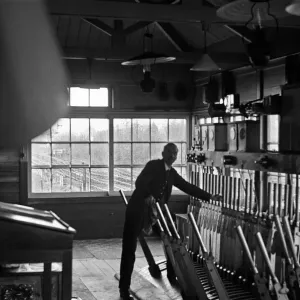 Print of a Signalman at Work, Woking to Waterloo Line Print of a Signalman at Work, Woking to Waterloo Line