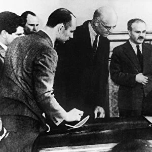 The signing of the pact of mutual assistance between the governments of USSR
