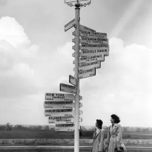 Birmingham Airport Signpost Print, 1949