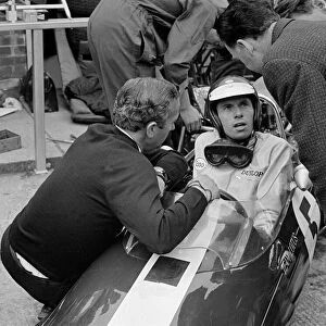 Silverstone Practice Day- Jim Clark in his Lotus. July 1965