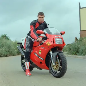 Simon Le Bon from Duran Duran on a Ducati Motobike. It is not clear if this is Simon Le Bon from Duran Duran on a Ducati Motobike. It is not clear if this is