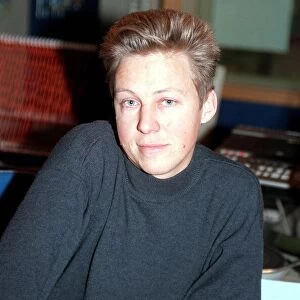 SIMON MAYO, DJ, SITTING IN RADIO RECORDING STUDIOS - JANUARY 1991