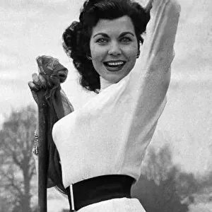 Simone Silva, actress pictured holding oar, Daily Mirror River Series, 20th March 1953