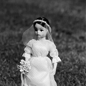A Sindy doll in a bride dress. 25th March 1982