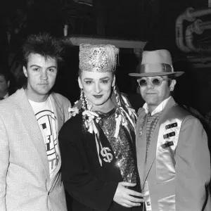 Boy George with Paul Young and Elton John Print 1984