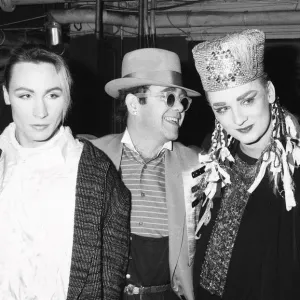 Boy George with Marilyn and Elton John at Wembley 1984 Print