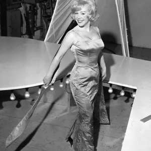 Singer Kathy Kirby, the British entry in the Eurovision Song Contest, January 1965