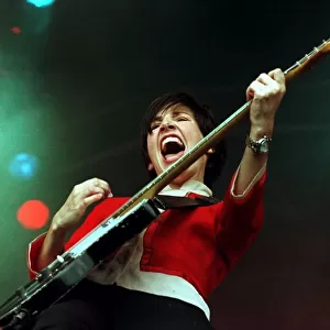 Singer Sharleen Spiteri of the group Texas singing at T in the Park at Balado airfield