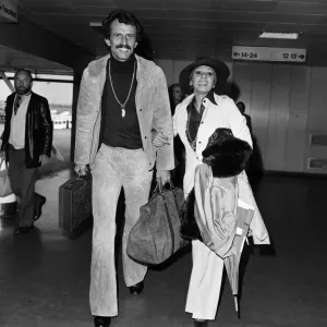 Shirley Bassey and Sergio Novak at London Airport Print 1976 Shirley Bassey and Sergio Novak at London Airport Print 1976