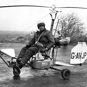 A single seater Gyro with test pilot Geoffrey Whatley putting it through its tests