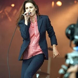 Siobhan Fahey singer with Shakespear Sister pop group on stage at T in the Park