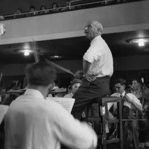 Sir Adrian Boult Rehearses the National Youth Orchestra Print 1955