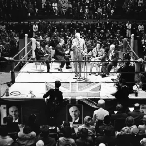 Sir Alec Douglas Home seen here during a hustings meeting at Watford Town Hall during Sir Alec Douglas Home seen here during a hustings meeting at Watford Town Hall during