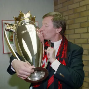 Sir Alex Ferguson with the Barclays Premiership Trophy - 1993 Sir Alex Ferguson with the Barclays Premiership Trophy - 1993