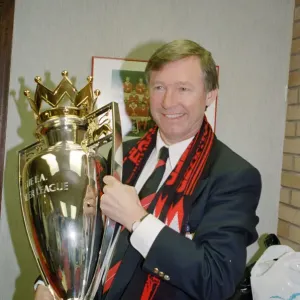 Sir Alex Ferguson with the Barclays Premiership Trophy - 1993 Sir Alex Ferguson with the Barclays Premiership Trophy - 1993