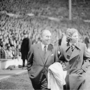 Sir Alf Ramsey seen here sharing a joke with Alan Ball before the start of Endland