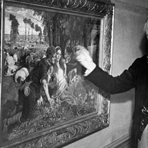 Sir Alfred Munnings, world famous painter looking at the painting "