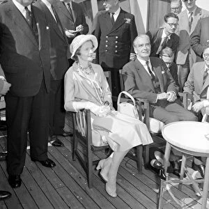 Sir Anthony Eden and Lady Eden arrive back in Liverpool aboard the Empress of Britain