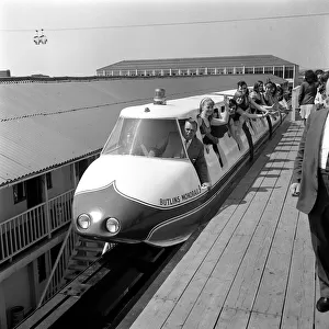 Sir Billy Butlin opens the first monorail in Britain June 1965 in his Skegness