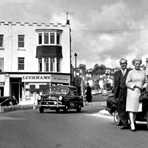 Sir Frederic Mackarness Bennett MP for Torquay seen here electioneering. 1st July 1955