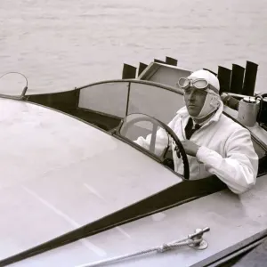 Sir Henry Segrave circa 1927 in his motor boat Miss England (On 29 March 1927