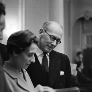 Sir John Wolfenden (right) meets members of the press at the Waldorf Hotel for Sir John Wolfenden (right) meets members of the press at the Waldorf Hotel for