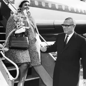 Sir Laurence Olivier actor and wife Joan Plowright actress arriving at London Airport Sir Laurence Olivier actor and wife Joan Plowright actress arriving at London Airport