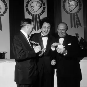 Sir Matt Busby with Joe Mercer and Ken Dodd at Daily Mirror Election Night dinner Sir Matt Busby with Joe Mercer and Ken Dodd at Daily Mirror Election Night dinner