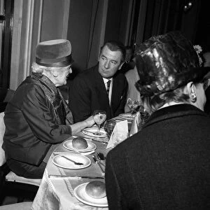 Sir Michael Redgrave actor January 1963 with Sybil Thorndike at a luncheon given by