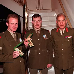 Sir Peter De La Billiere with Gulf War veterans including Major James Hewitt (far right)