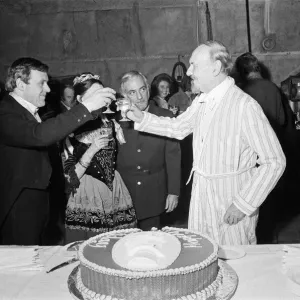 Sir Ralph Richardson celebrates his 70th birthday on the film set of A Doll Sir Ralph Richardson celebrates his 70th birthday on the film set of A Doll
