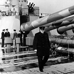 Sir Winston Churchill aboard the Prince of Wales during the Atlantic crossing in 1941