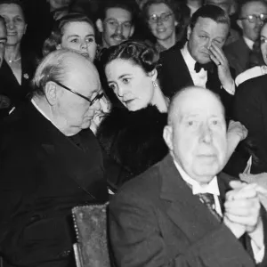 Sir Winston Churchill with Duchess of Marlborough at a play in London theatre - June 1946