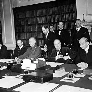 Sir Winston Churchill seen here signing an agreement between Great Britain