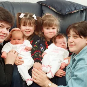 Sisters Dawn Larkin (r), and Maxine Preston from South Yardley who have both had twins