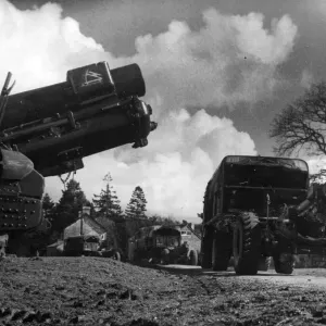 Six-inch howitzers being moved into defensive positions as part of a training exercise Six-inch howitzers being moved into defensive positions as part of a training exercise