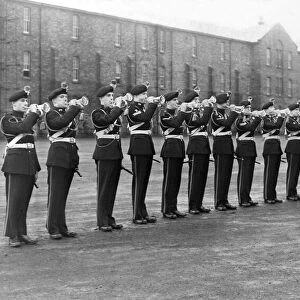 Sixteen buglers of the 1st Battalion, the Royal Northumberland Fusiliers received silver