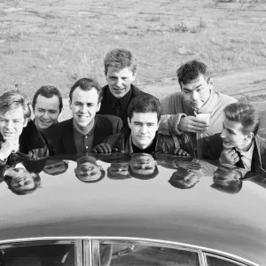 Ska group Madness pose in London whilst filming their new video. 30th January 1984 Ska group Madness pose in London whilst filming their new video. 30th January 1984